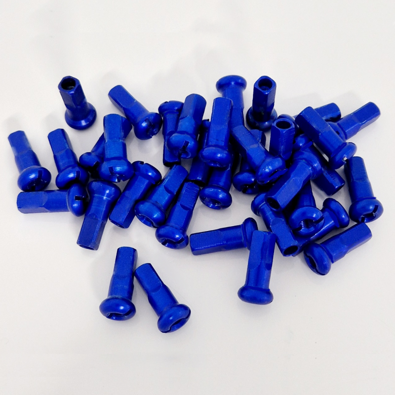 Aluminum Nipple (unity) - 3.2 mm (9G) - Front Wheel - Blue