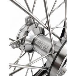 Paire de roues MX PROSTUF 65cc - KTM / GASGAS / HVA - 25-26 - Moyeux Titanium & Jante noires 14/12